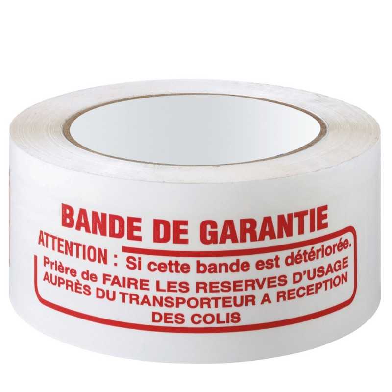 Ruban adhésif polypropylène silencieux BLANC - BANDE DE GARANTIE 48mmx100m