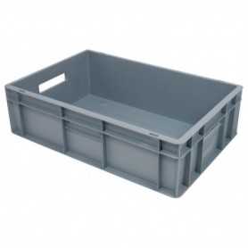 Bac plastique gerbable multi-usages norme Europe - Poignées ouvertes GRIS 30 L - 600 x 400 x 170 mm