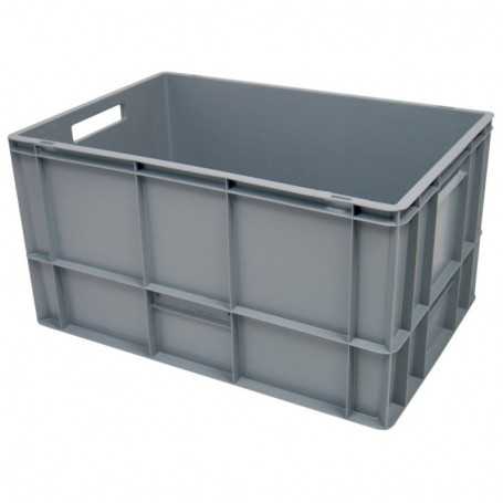 Bac plastique gerbable multi-usages norme Europe - Poignées ouvertes GRIS 60 L - 600 x 400 x 320 mm