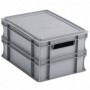 Bac plastique gerbable multi-usages norme Europe - Poignées ouvertes GRIS 20 L - 400 x 300 x 220 mm