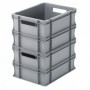 Bac plastique gerbable multi-usages norme Europe - Poignées ouvertes GRIS 22 L - 400 x 300 x 240 mm