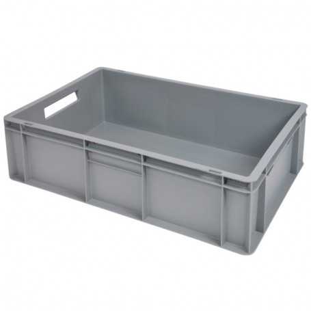 Bac plastique gerbable multi-usages norme Europe - Poignées ouvertes GRIS 27 L - 600 x 400 x 150 mm