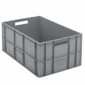 Bac plastique gerbable multi-usages norme Europe - Poignées ouvertes GRIS 52 L - 600 x 400 x 270 mm