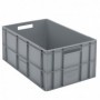 Bac plastique gerbable multi-usages norme Europe - Poignées ouvertes GRIS 52 L - 600 x 400 x 270 mm