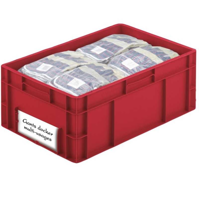 Caisse plastique Europe rouge 60 litres poignées ouvertes