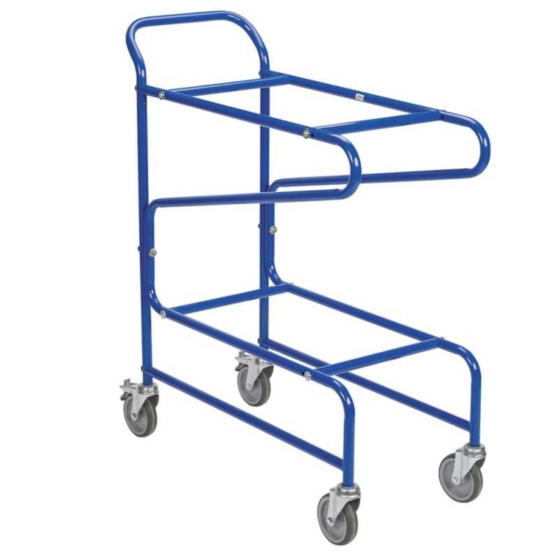 Chariot De Transport Bleu Pour Bac Euro 60x40 Cm - Roues Caoutchouc, Dimensions 62x42x17 Cm - Polypropylène