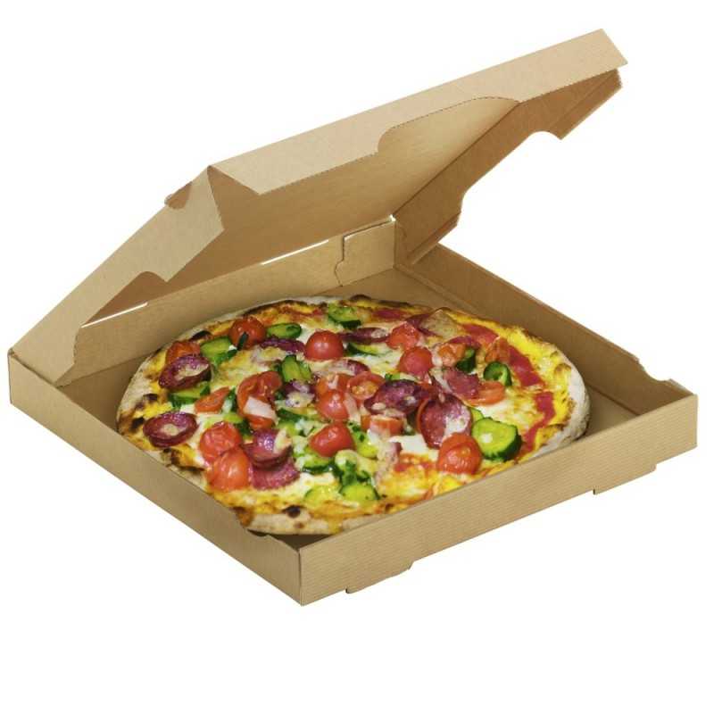 Boîte pizza, carton ondulé, 30x30x3cm, vegetale, blanc (415003