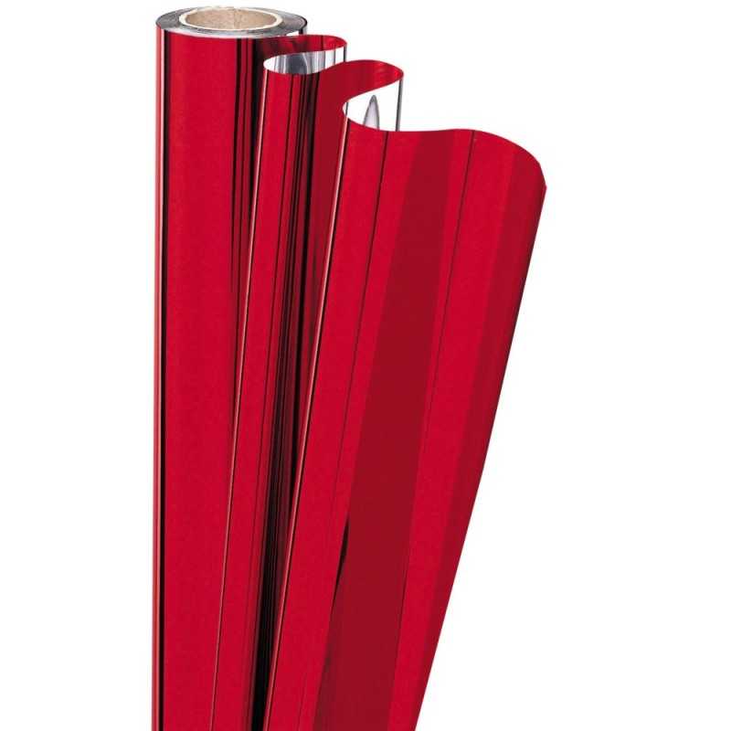 Rouleau De Papier Emballage Fleuriste Métallisé Rouge - 0,69 M X 50 M, Neuf