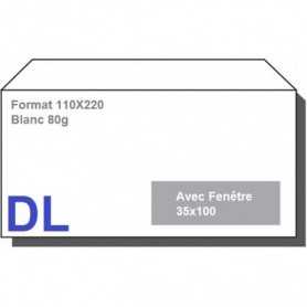 Type DL - Format 110X220 Blanc 80g AVEC FENETRE 35X100