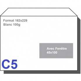 Type C5 - Format 162X229 Blanc 100g AVEC FENETRE 45X100