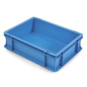 Bac plastique gerbable multi-usages norme Europe - POIGNÉES FERMÉES BLEU 10 L - 400 x 300 x 120 mm