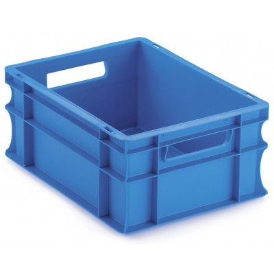 Bac plastique gerbable multi-usages norme Europe - POIGNÉES FERMÉES BLEU 15 L - Dim Ext 400 x 300 x 170 mm