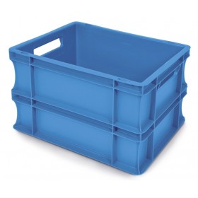 Bac plastique gerbable multi-usages norme Europe - POIGNÉES FERMÉES BLEU 22 L - 400 x 300 x 240 mm