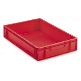 Bac plastique gerbable multi-usages norme Europe - POIGNÉES FERMÉES ROUGE 20 L - 600 x 400 x 120mm