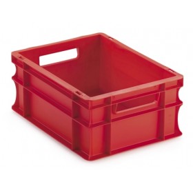 Bac plastique gerbable multi-usages norme Europe - POIGNÉES OUVERTES ROUGE 15 L 400 x 300 x 170 mm