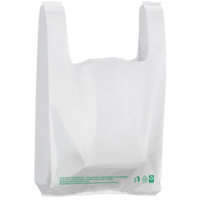 Sac bretelle 50 µ liassé recyclé BLANC 50 x 80 x 20 cm