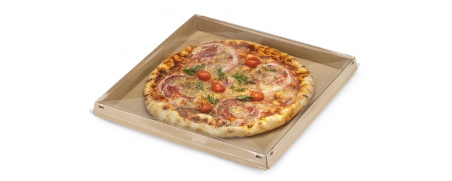 Boîte à pizza avec couvercle transparent